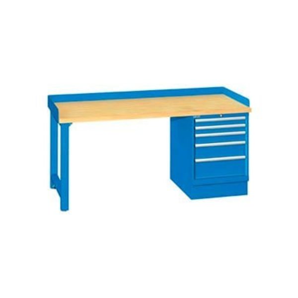 Lista International 72x30x35.25 Cabinet & Leg workstation w, 5 drawers, back & end stops, butcher block top XSWB22-72BT-BB